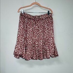 Mittoshop Animal Print Mini Skirt Red White Whimsical Flowy Elastic Waist 1X